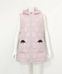 防風保温キルティング中綿ベスト(ライトパープル)前