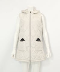 防風保温キルティング中綿ベスト(ライトグレー)前