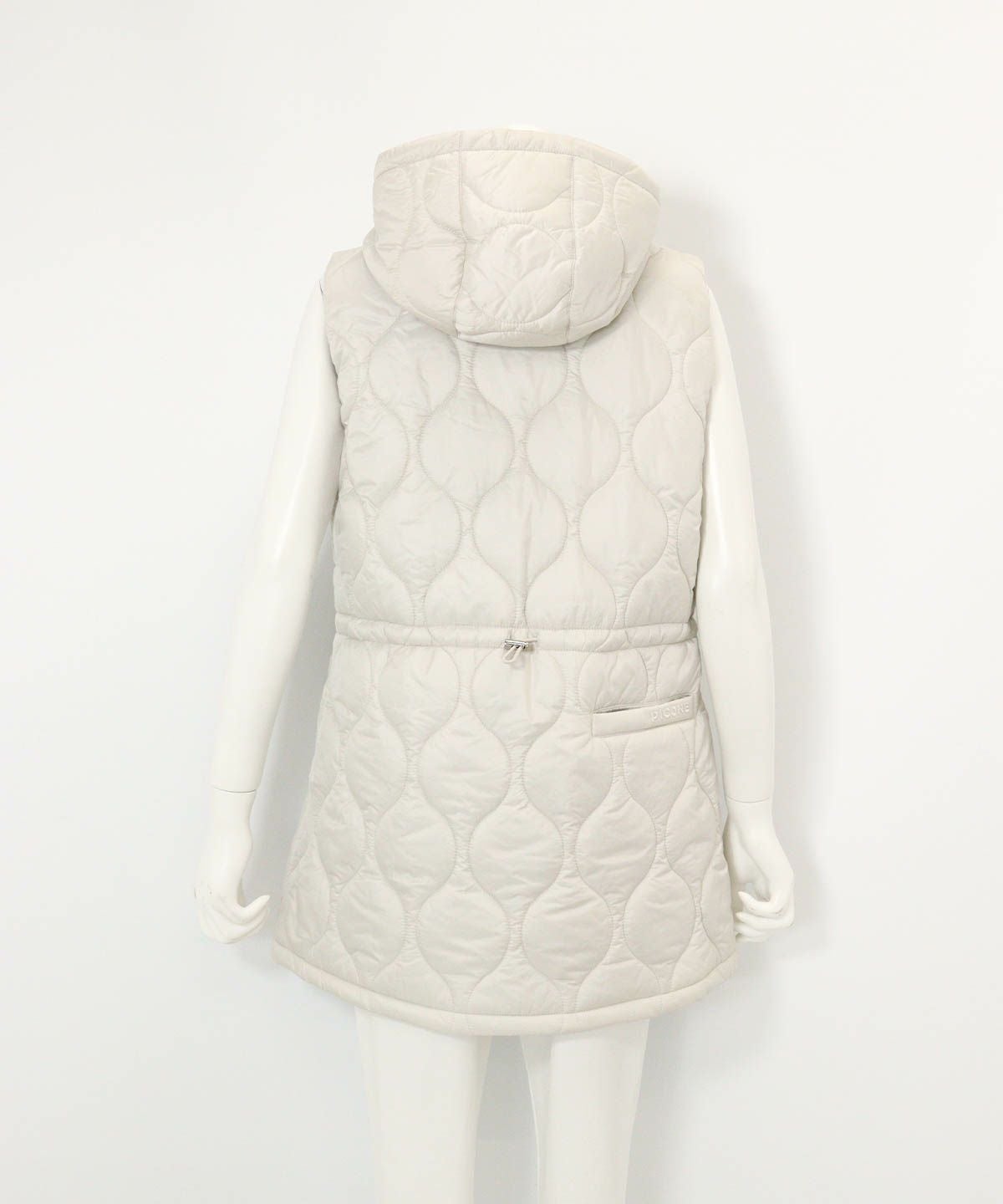 防風保温キルティング中綿ベスト(ライトグレー)後ろ