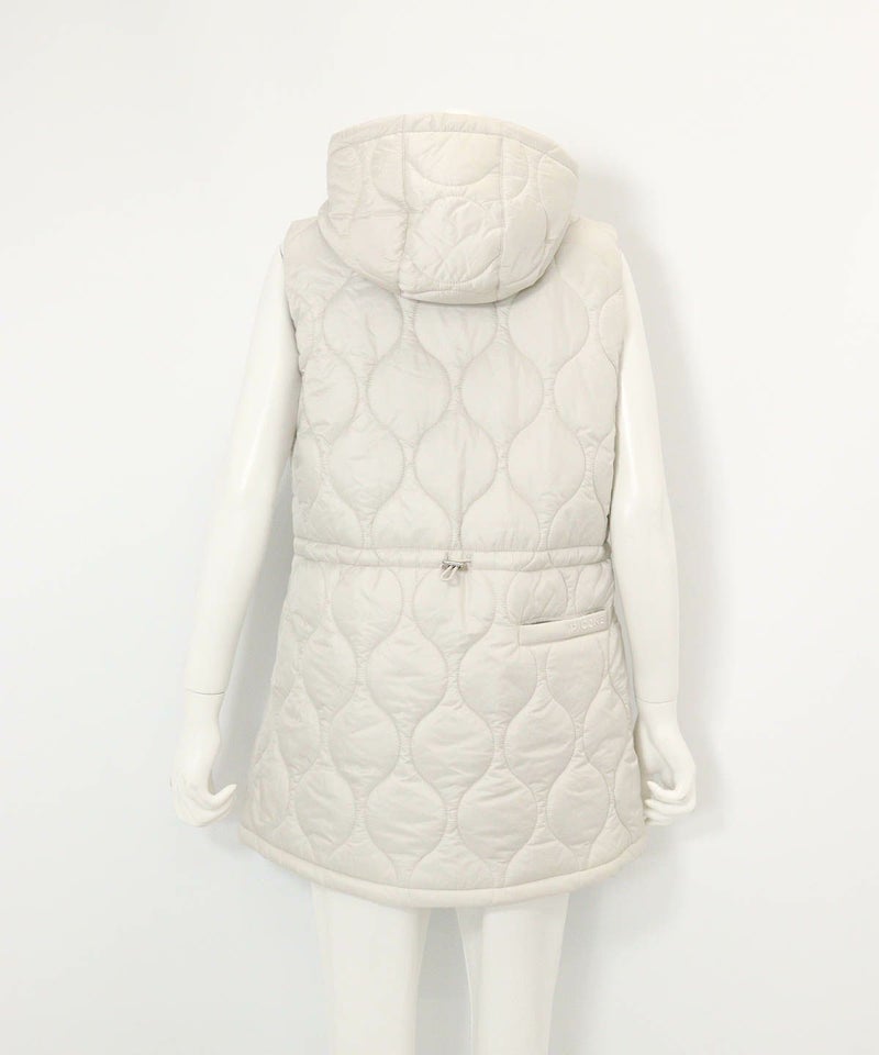 防風保温キルティング中綿ベスト(ライトグレー)後ろ