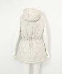 防風保温キルティング中綿ベスト(ライトグレー)後ろ