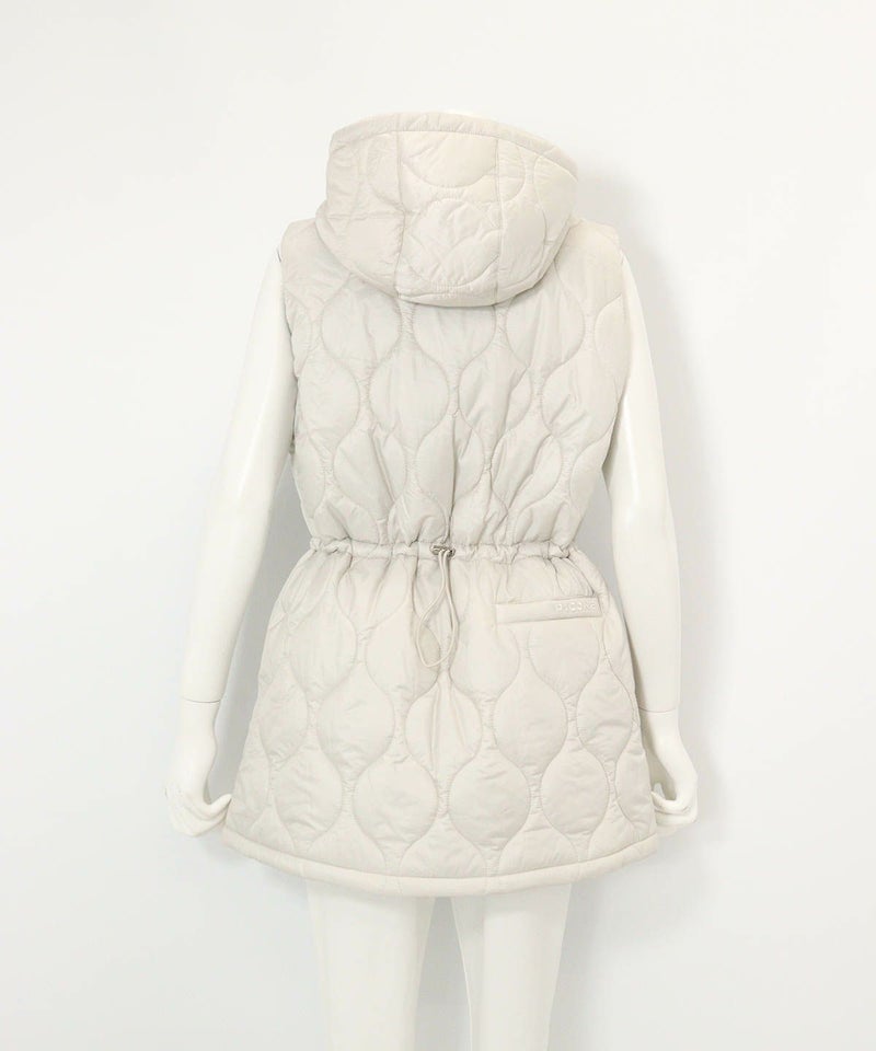 防風保温キルティング中綿ベスト(ライトグレー)後ろ