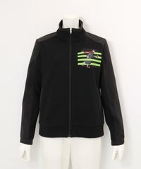 ジップアップスウェット切替ブルゾン（ブラック）