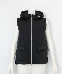 防風保温キルト中綿ジップベスト(ブラック)前