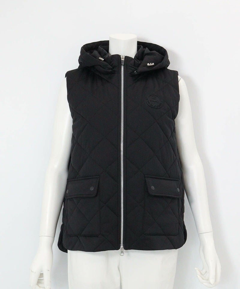 防風保温キルト中綿ジップベスト(ブラック)前