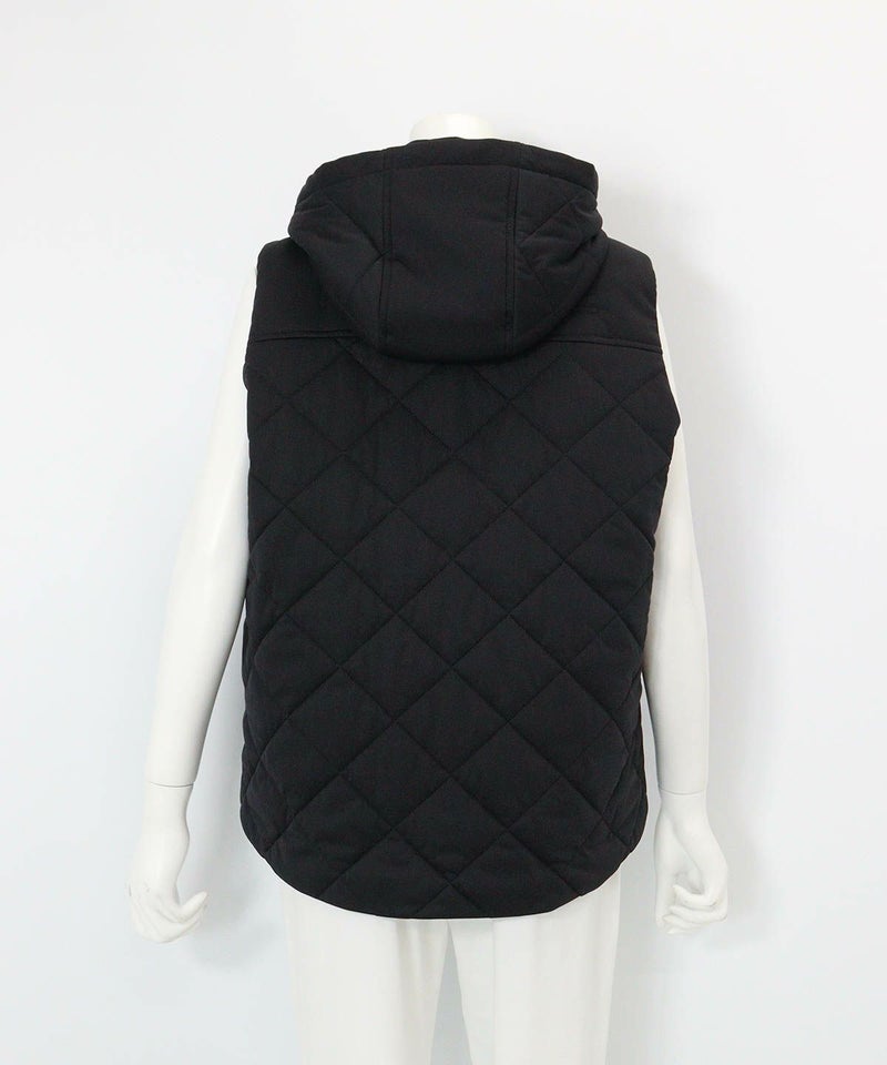 防風保温キルト中綿ジップベスト(ブラック)後ろ