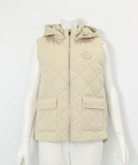 防風保温キルト中綿ジップベスト(ベージュ)前