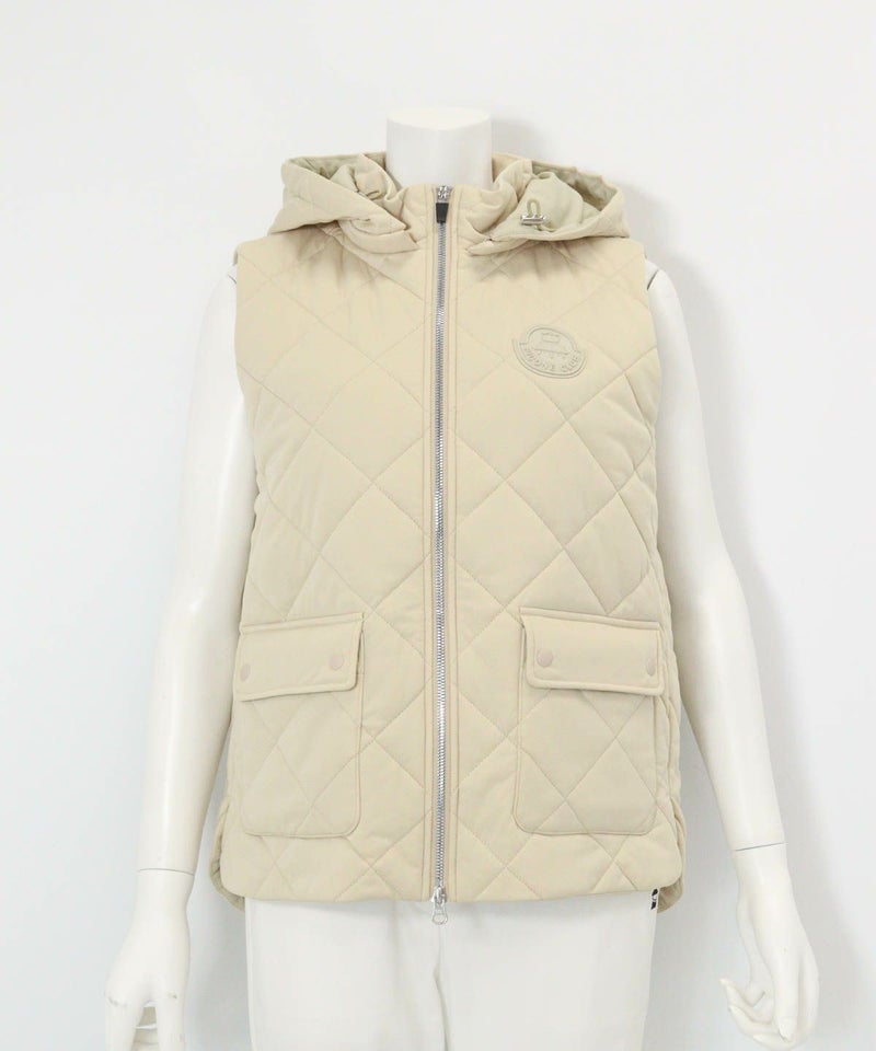 防風保温キルト中綿ジップベスト(ベージュ)前