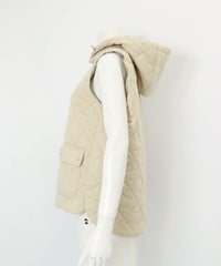 防風保温キルト中綿ジップベスト(ベージュ)横