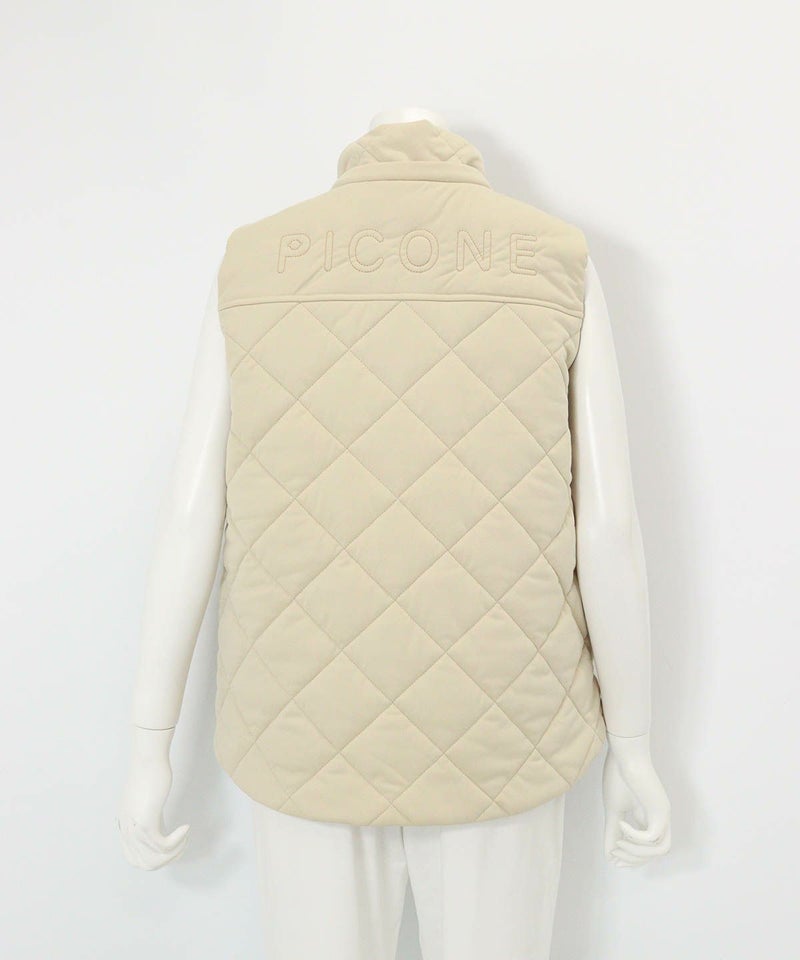 防風保温キルト中綿ジップベスト(ベージュ)後ろ