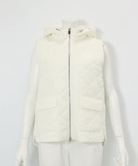 防風保温キルト中綿ジップベスト(ホワイト)前