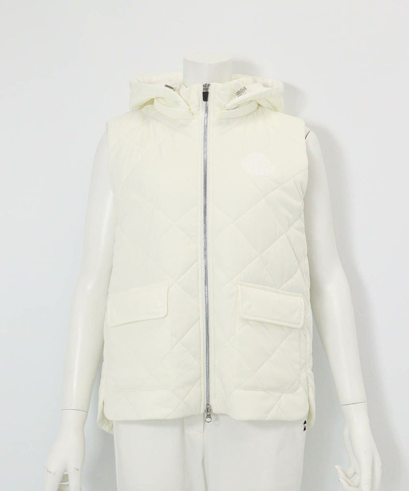 防風保温キルト中綿ジップベスト(ホワイト)前