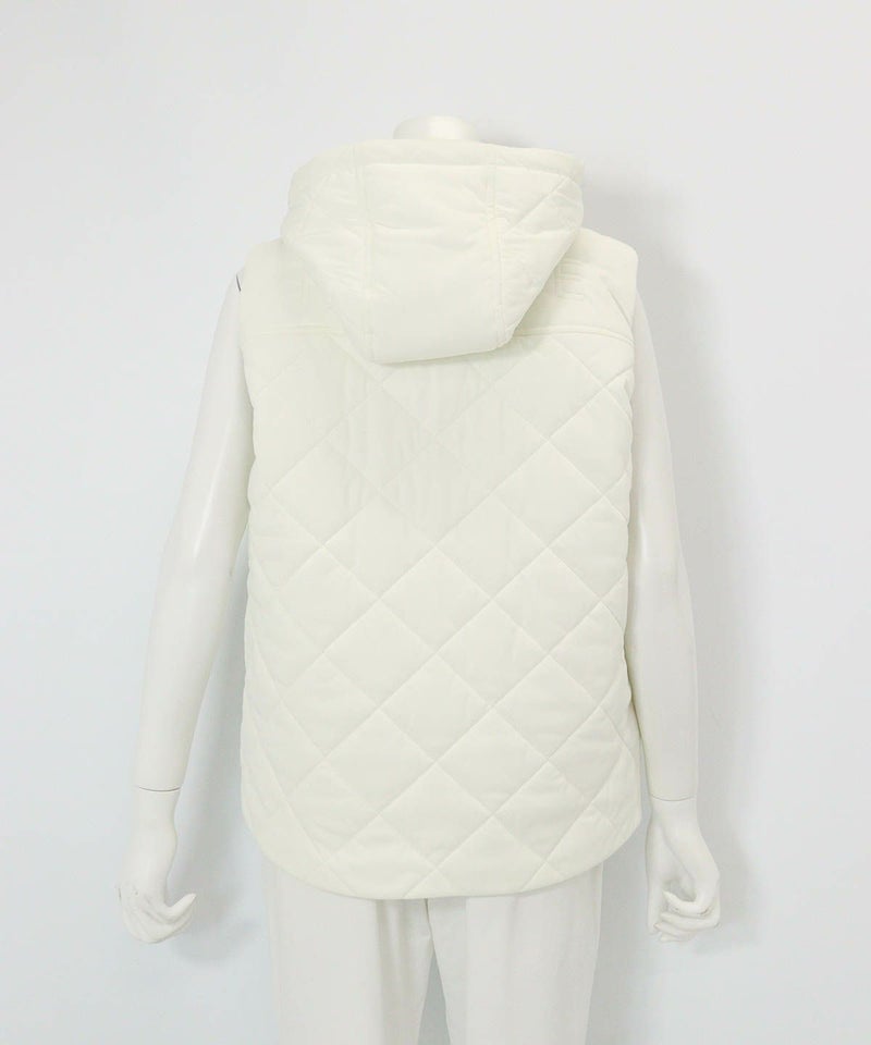 防風保温キルト中綿ジップベスト(ホワイト)後ろ