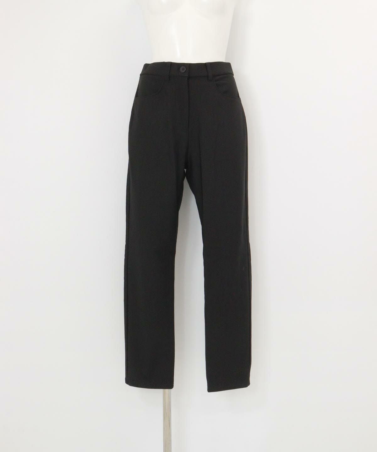 刺繍ポケット発熱裏起毛パンツ(ブラック)前