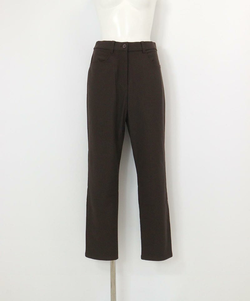 刺繍ポケット発熱裏起毛パンツ(ブラウン)前