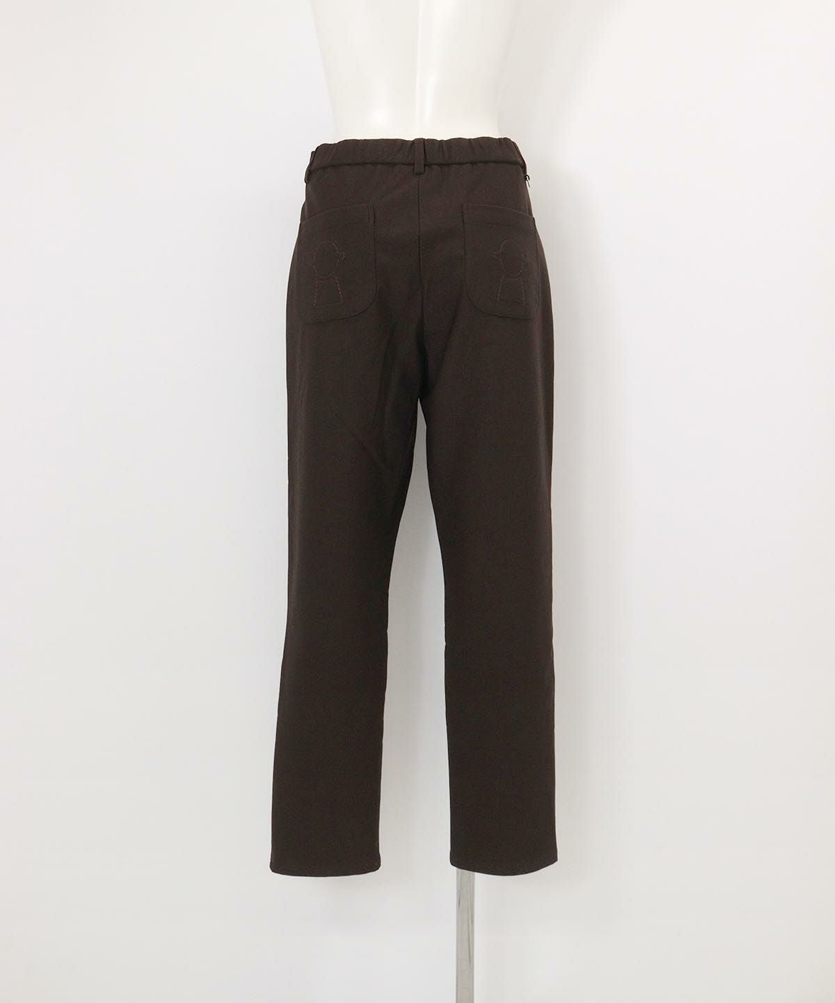 刺繍ポケット発熱裏起毛パンツ(ブラウン)後ろ