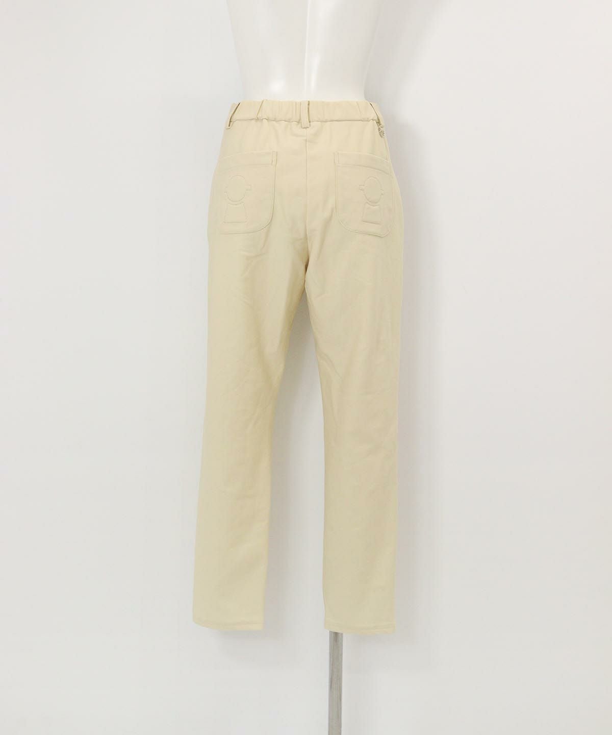 刺繍ポケット発熱裏起毛パンツ(ベージュ)後ろ