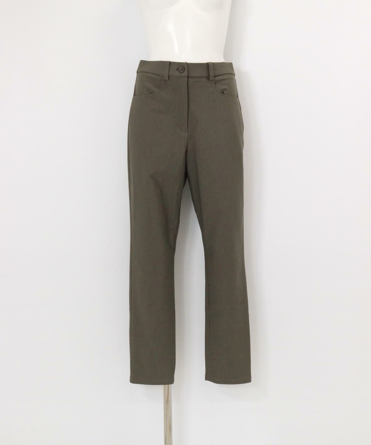 刺繍ポケット発熱裏起毛パンツ(カーキ)前