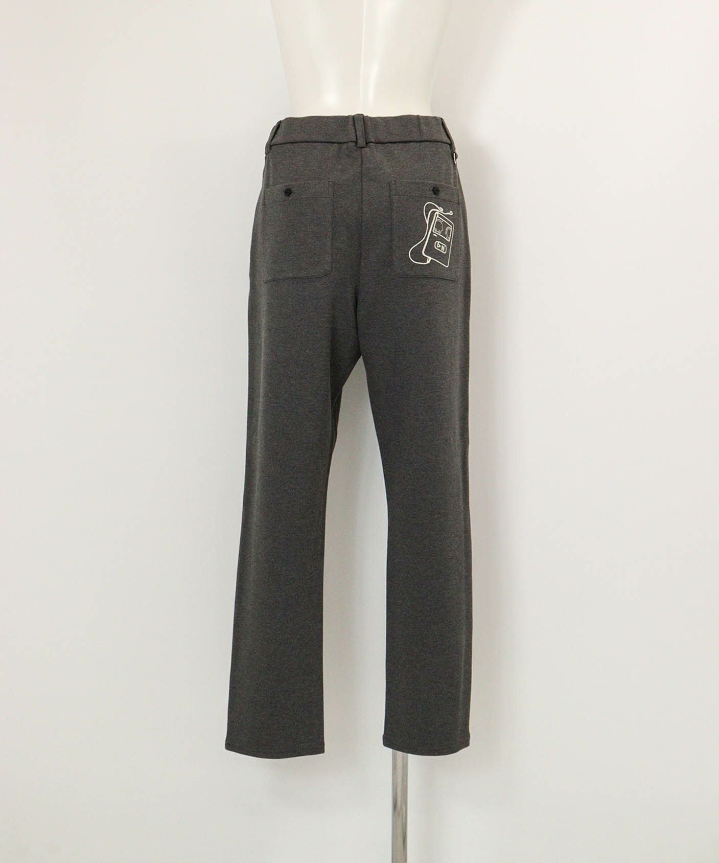 発熱保温モックロディジャージーパンツ(グレー)後ろ