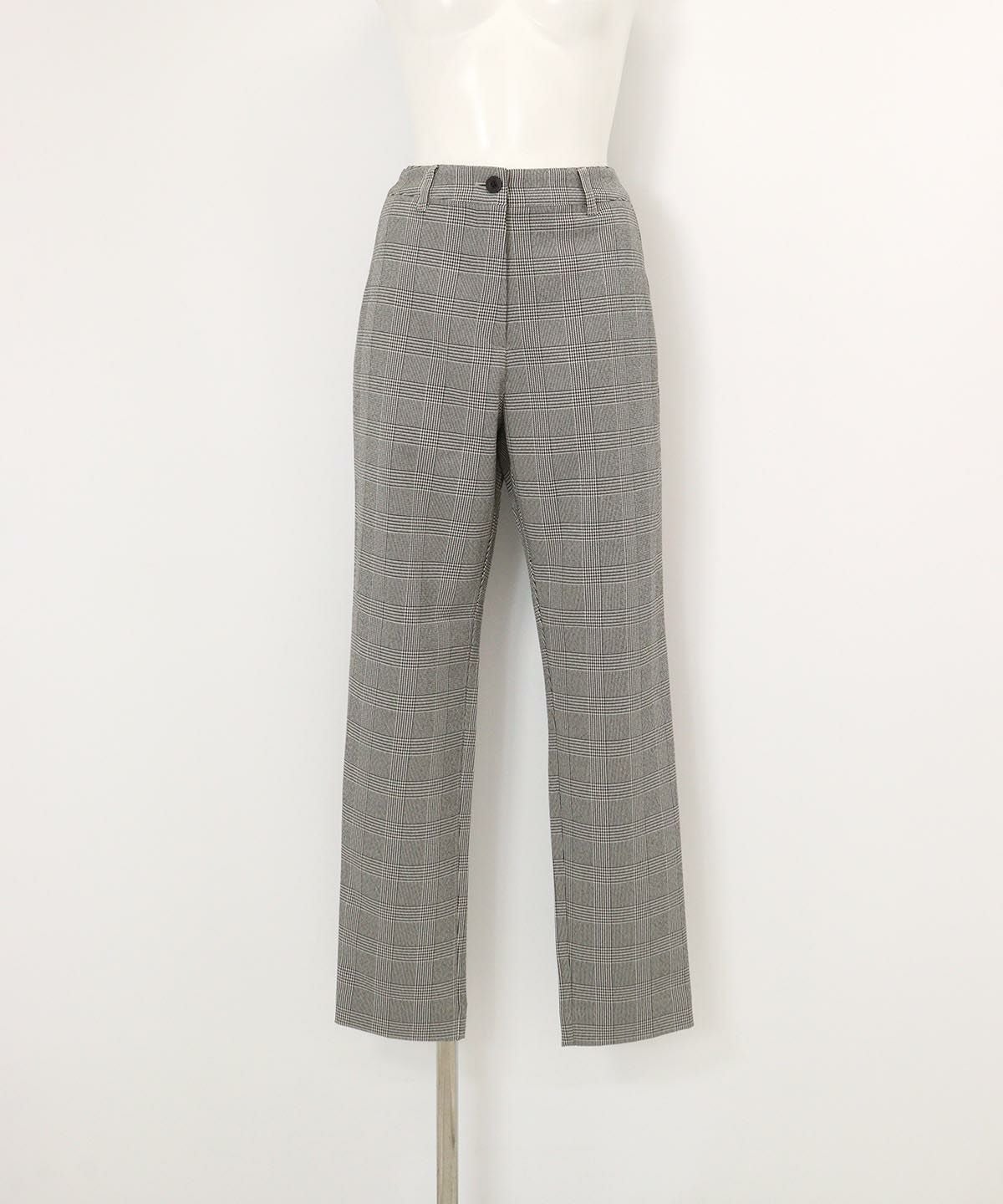 グレンチェック柄パンツ(ホワイト)前