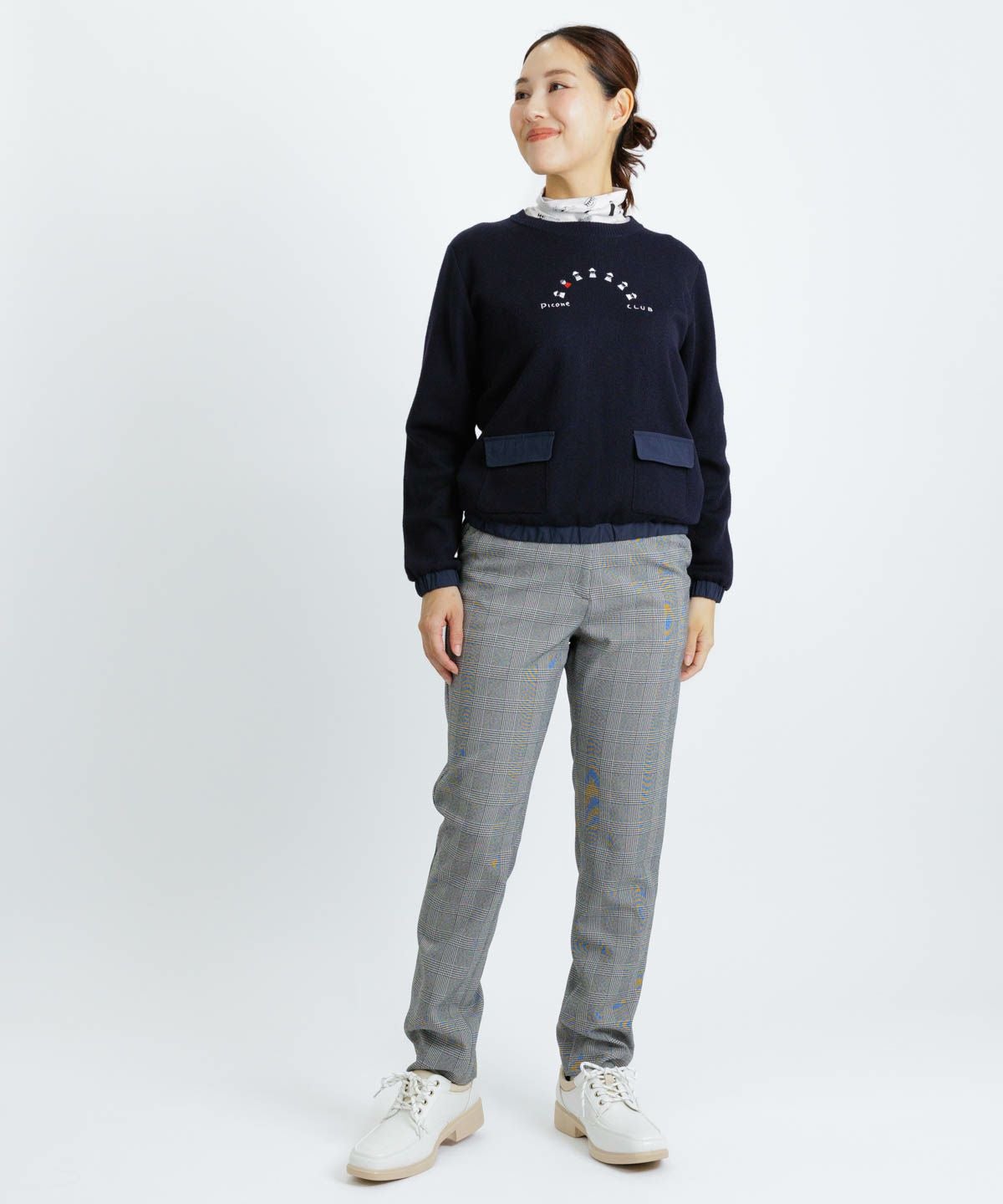 まとめ【レディースM】アルチビオ　ゴルフウェア　パンツ　グレー　チェック ルコックスポルティフ ゴルフ le coq sportif golf チェック柄9分丈