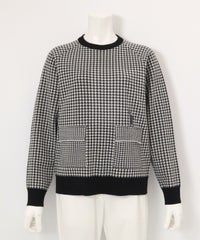 フロントポケット千鳥柄ニット（ブラック）