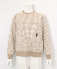フロントポケット千鳥柄ニット（ベージュ）