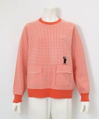フロントポケット千鳥柄ニット（オレンジ）