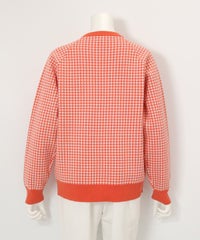 フロントポケット千鳥柄ニット後（オレンジ）