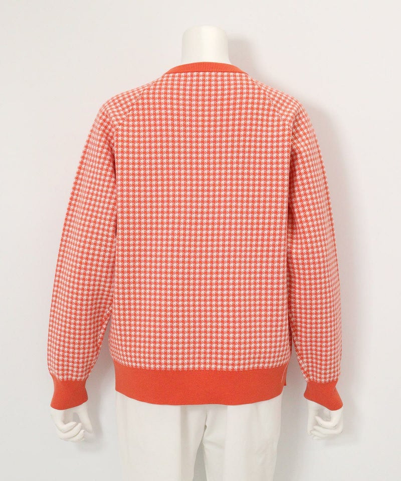 フロントポケット千鳥柄ニット後（オレンジ）