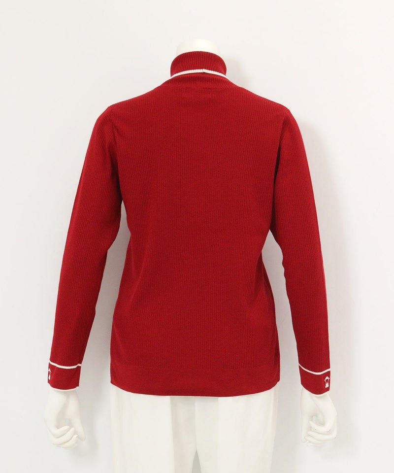 ハイネックリブニット後（レッド）