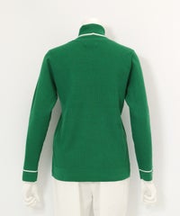 ハイネックリブニット後（グリーン）