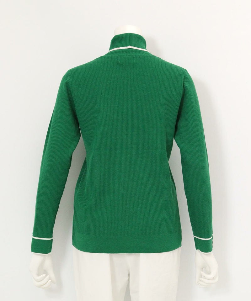 ハイネックリブニット後（グリーン）