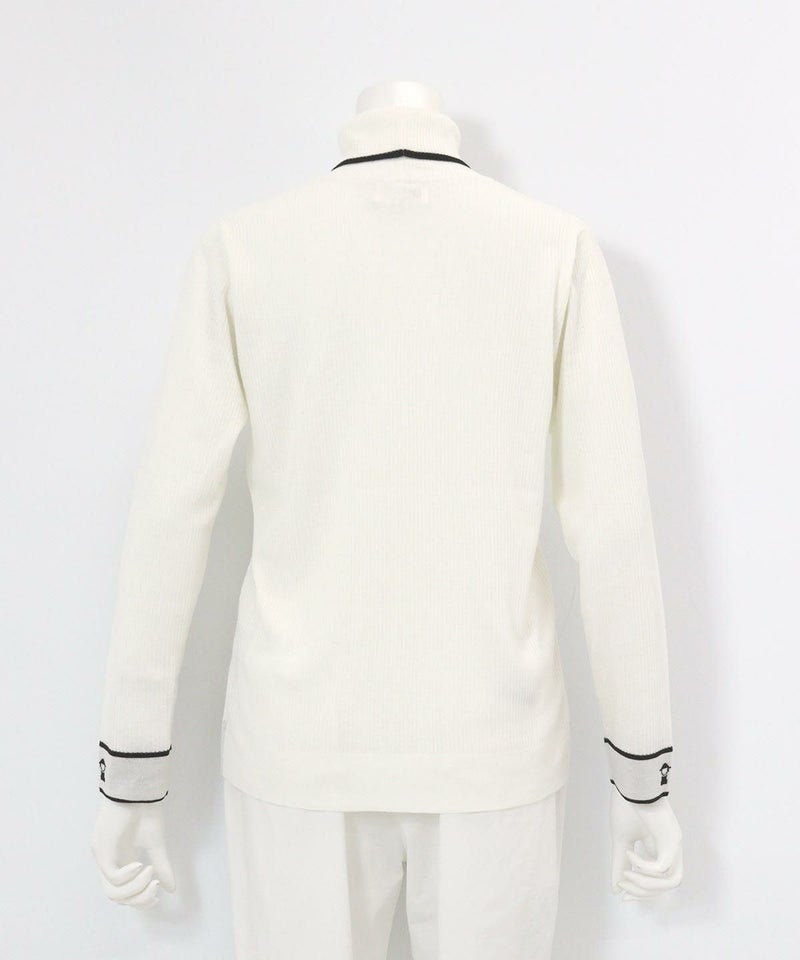 ハイネックリブニット後（ホワイト）