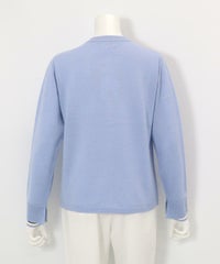 ウール混ニットカーディガン後（ライトブルー）