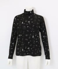 総柄プリント起毛プルオーバー（ブラック）