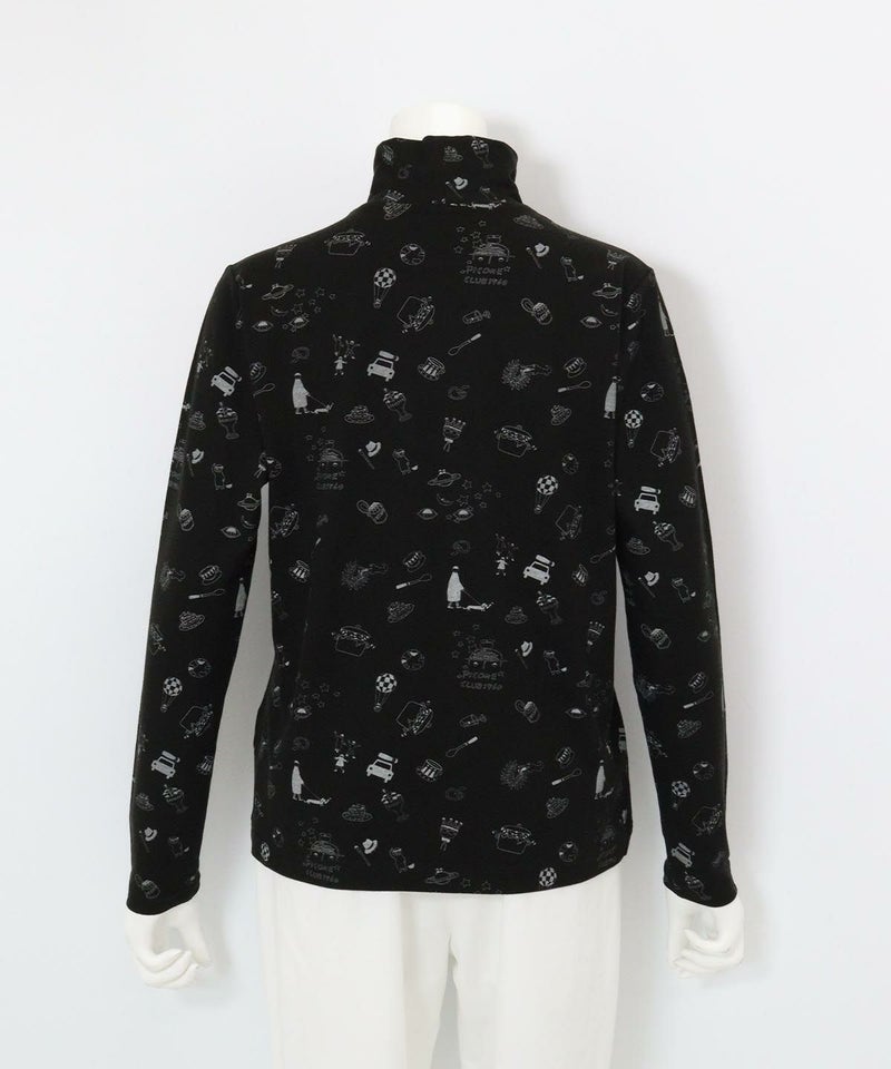 総柄プリント起毛プルオーバー後（ブラック）