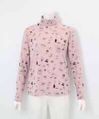 総柄プリント起毛プルオーバー（ピンク）