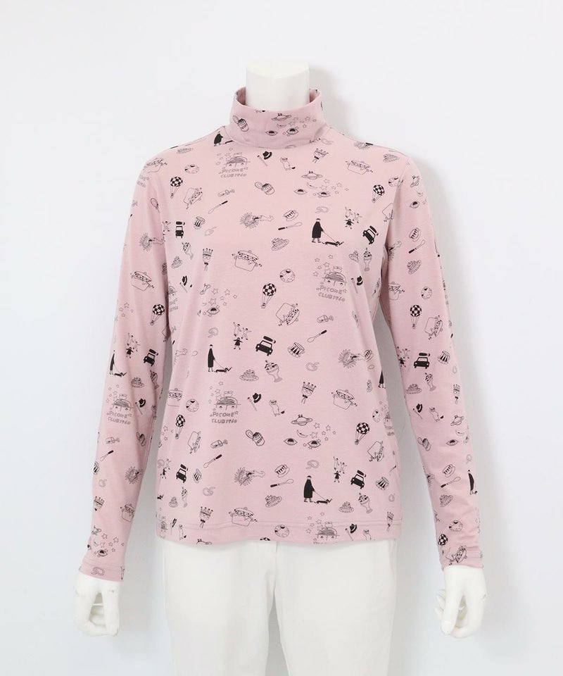 総柄プリント起毛プルオーバー（ピンク）