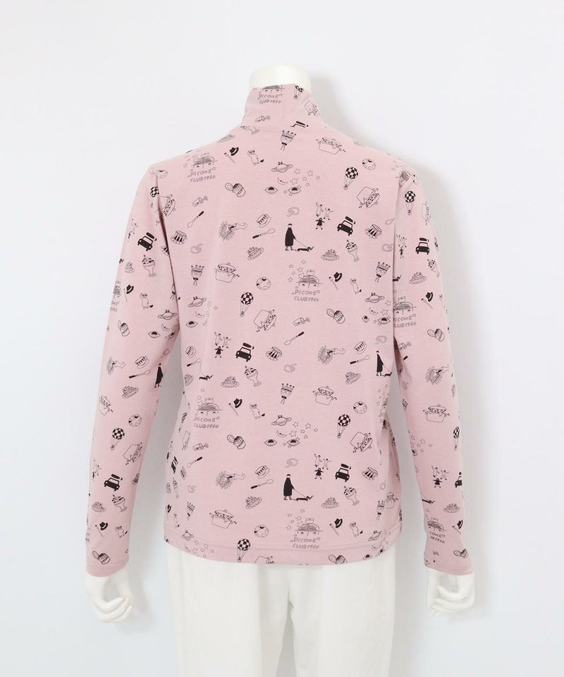 総柄プリント起毛プルオーバー後（ピンク）