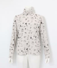 総柄プリント起毛プルオーバー（ライトグレー）