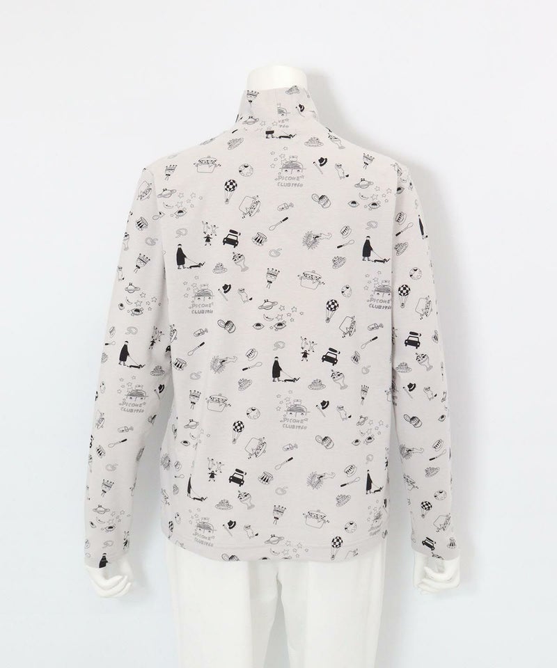 総柄プリント起毛プルオーバー後（ライトグレー）