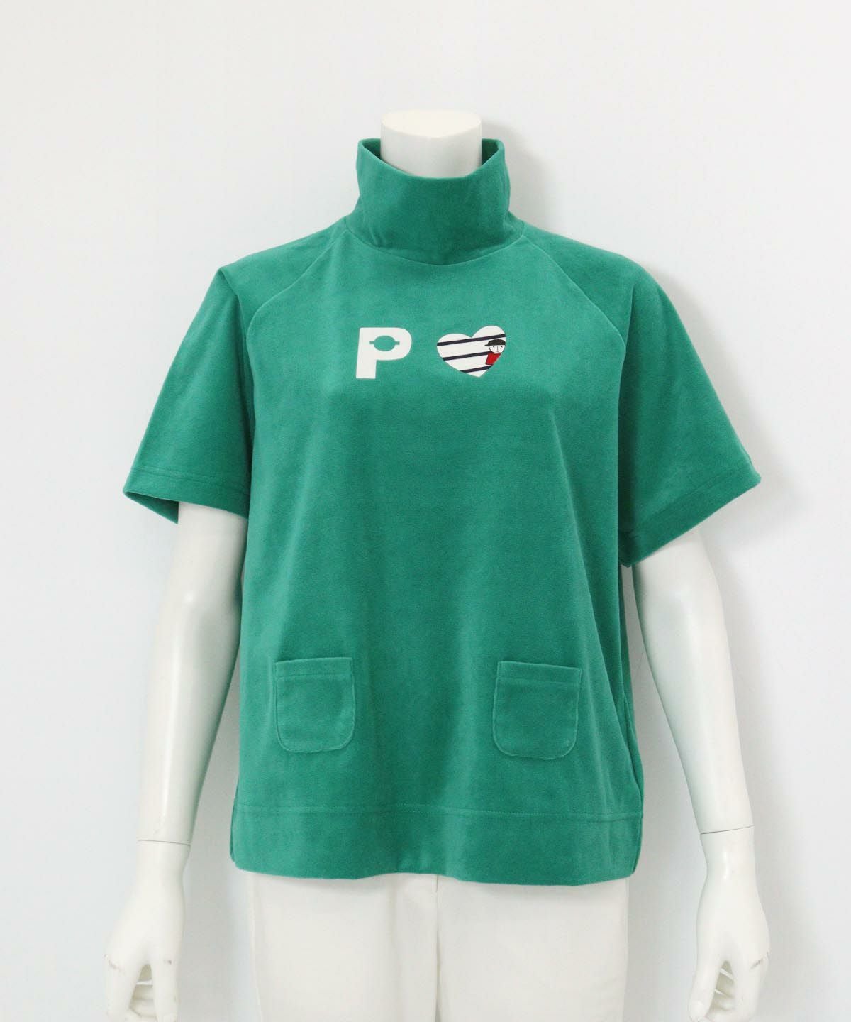 パイル地半袖プルオーバー(グリーン)前