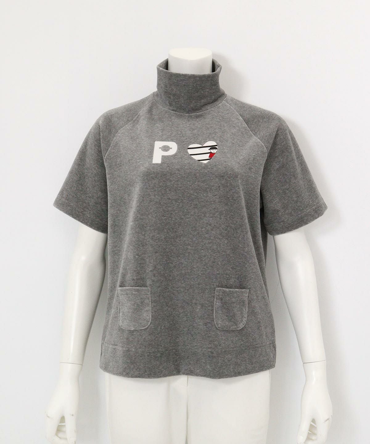 パイル地半袖プルオーバー(グレー)前