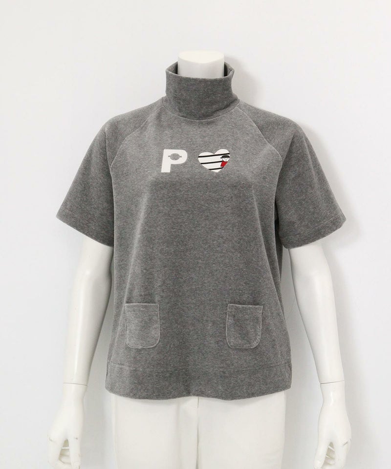 パイル地半袖プルオーバー(グレー)前