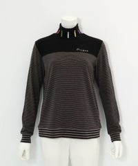 吸湿発熱ボーダー切替プルオーバー(ダークグレー)前