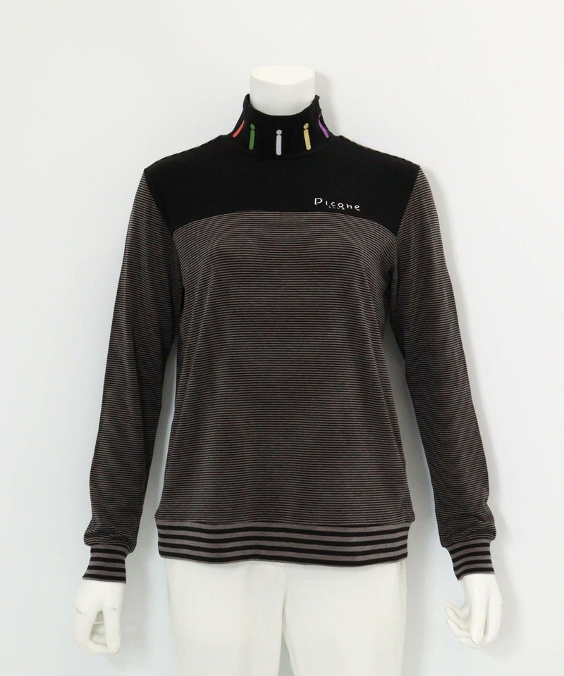 吸湿発熱ボーダー切替プルオーバー(ダークグレー)前