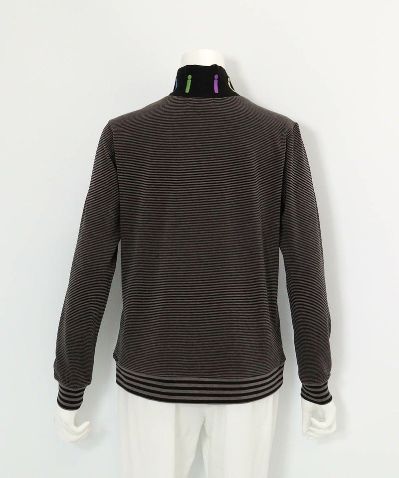 吸湿発熱ボーダー切替プルオーバー(ダークグレー)後ろ