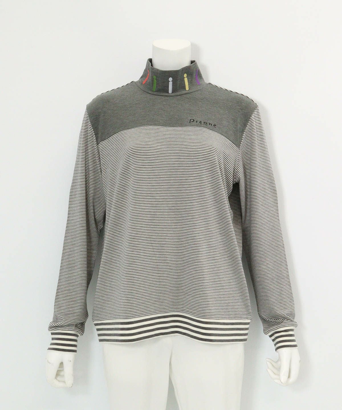 吸湿発熱ボーダー切替プルオーバー(グレー)前