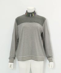 吸湿発熱ボーダー切替プルオーバー(グレー)前